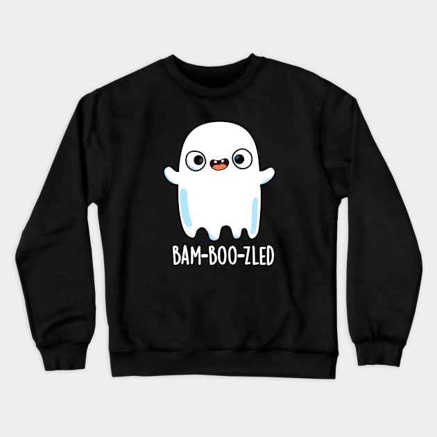 Bam-boo-zled Cute Halloween Confused Ghost Pun Crewneck Sweatshirt by punnybone
